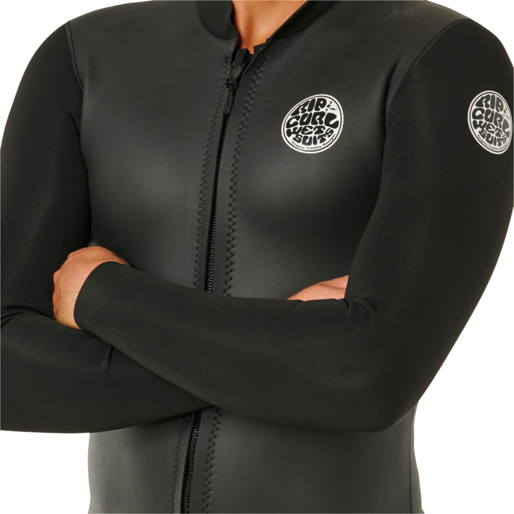 2026 Rip Curl Männer Dawn Patrol 1.5mm Front Zip Jacke 12NMWJ - Black